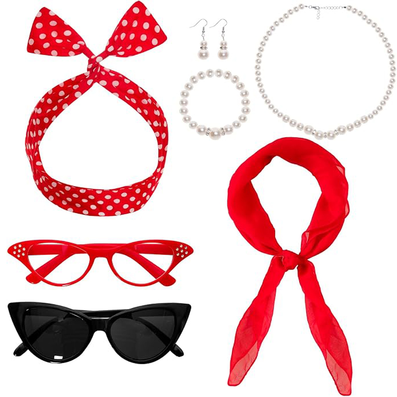Women'S Accessories In The 1950S - 7PCS 1950s kostuumaccessoires voor dames: cat-eye